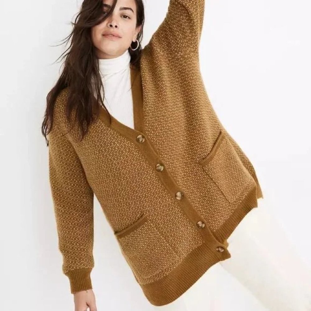 NWT Madewell NWT Bird's Eye Maysfield Cardigan Sweater in Coziest Yarn XXS